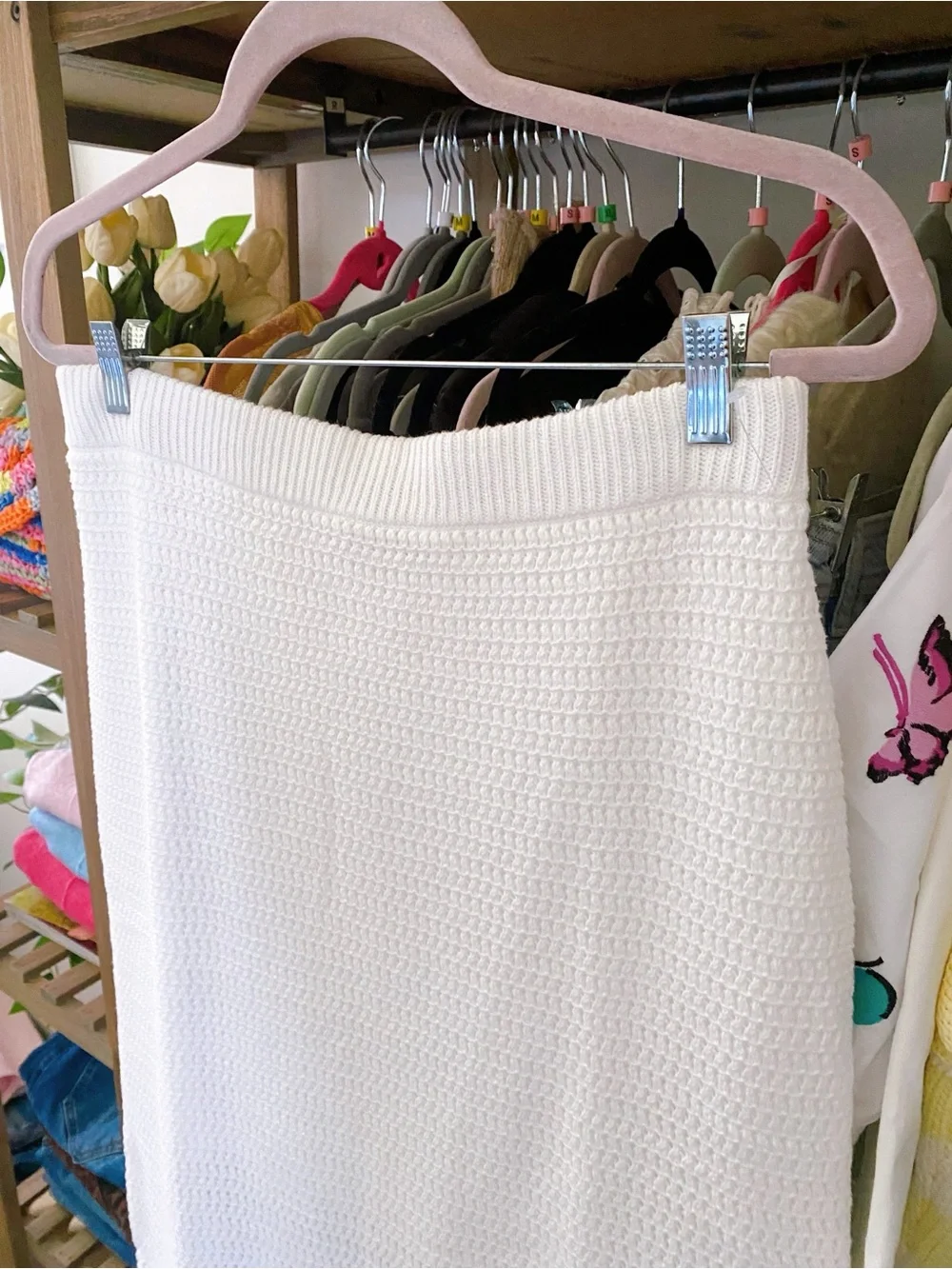 TALBOTS Cozy White Knit Midi Skirt in Soft Crochet Texture! 🐚